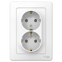 Бланка белый розетка скрытая 2-мест заземление IP20 