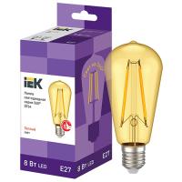 Лампа свд 220В Е27 6Вт 2700К 550лм стандарт ST64 золотистая филамент IEK 