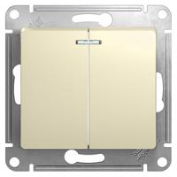 Глосса бежевый выключатель 2кл с подсветкой скрытая 10А IP20 