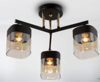 Светильник потолочный (люстра) 3*40Вт Е27 черный/золото модерн