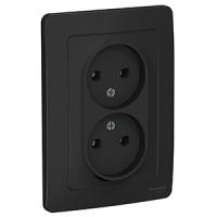 Бланка антрацит розетка скрытая 2-мест IP20 