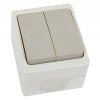 Вуокса серый выключатель 2кл открытая 10А IP54 