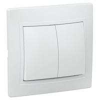 Кварта белый выключатель 2кл скрытая 10А IP20 