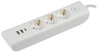 Удлинитель 3-мест 2м ПВС 3*1 белый 3*USB IEK  MODERN