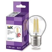 Лампа свд 220В E27 5Вт 4000К 600лм шар G45 прозрачная филамент IEK 