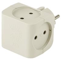 Разветвитель 4-мест 16А бежевый квадрат пластик ЭРА 