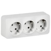 Глори белый розетка открытая 3-мест заземление IP20 