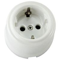 Болонь белый розетка открытая 1-мест заземление IP20 фарфор