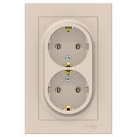 Атлас бежевый розетка скрытая 2-мест заземление IP20 