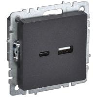 Брайт черный розетка USB A+C скрытая 2-ая 