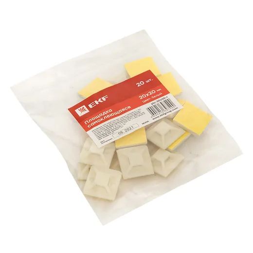 Площадка монтажная самоклеящаяся 20*20мм белый EKF 20шт