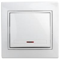 Плано белый выключатель 1кл с подсветкой скрытая 10А IP20 