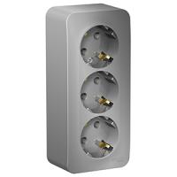 Бланка алюминий розетка открытая 3-мест заземление IP20 