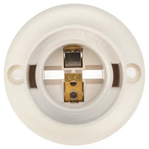 Патрон накладной E27 пластик белый Rexant прямой