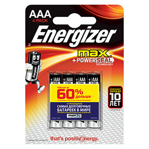 Батарейка AAA(мизинчик) алкалиновая BL4 Energizer 