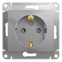 Глосса алюминий розетка скрытая 1-мест заземление шторки IP20 