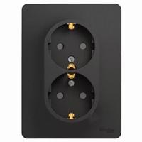 Глосса антрацит розетка скрытая 2-мест заземление шторки IP20 