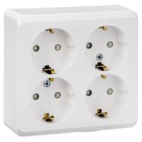 Этюд белый розетка открытая 4-мест заземление шторки IP20 