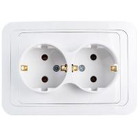 Классико белый розетка скрытая 2-мест заземление IP20 