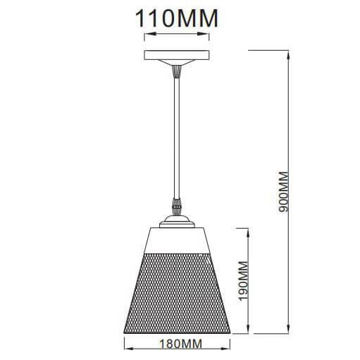 Светильник подвес 1*60Вт E27 золото/черный конус сетка Лофт