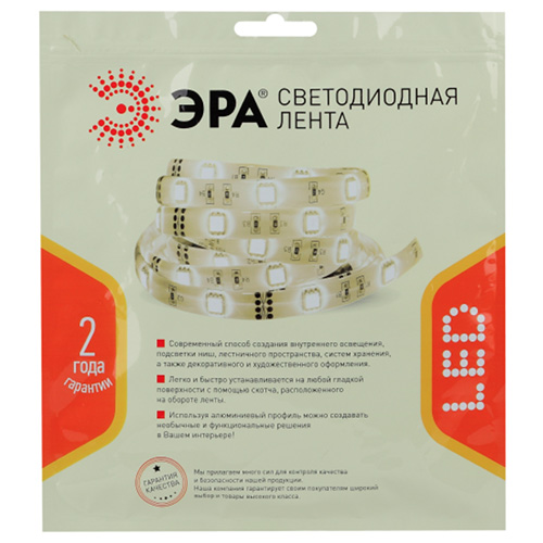Лента свд 24В 14,4Вт/м 120свд/м 2700K 855лм/м 2835 IP33 ЭРА 5м