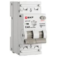 Автоматический выключатель дифференциального тока АВДТ-63N 1P+N 40А 30мА характеристика C тип AC электронный 6кА PROXIMA EKF