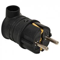 Вилка 16А угловая заземление черный каучук IP44 EKF 