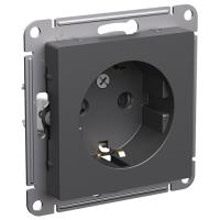 Атлас базальт розетка скрытая 1-мест заземление шторки IP20 