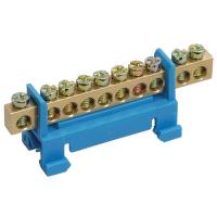 Шина нулевая 6*9-10 отв. на DIN-изол. "Стойка" син.