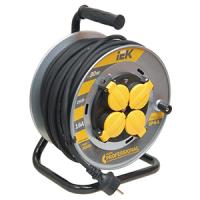 Удлинитель 4-мест 30м КГ 3*2,5 черный катушка металл IP44 IEK 