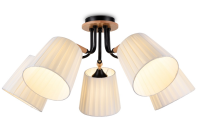 Светильник потолочный (люстра) 5*40Вт Е27 черный/светлое дерево