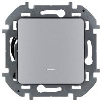 Инспириа выключатель скрытая алюминий 1кл 10А с подсветкой IP20 