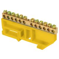 Шина нулевая 6*9 12групп DIN-изолятор желтый на DIN-рейку EKF 