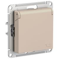 Атлас песочный розетка скрытая 1-мест заземление с крышкой шторки IP20 
