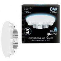 Лампа свд 220В GX53 8Вт 4100К 690лм таблетка матовая Gauss 