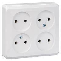 Этюд белый розетка открытая 4-мест IP20 