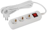 Удлинитель 3-мест 3м ПВС 3*1 белый выкл ЭРА  Greenline