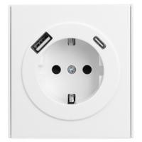 MIELE STRONG Розетка 1-ая с/з с/у з/ш 16А с USB A+C быстрой зарядки 5В/3А жемчуг KRANZ