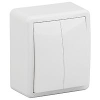 Эксперт белый выключатель 2кл с подсветкой открытая 10А IP20 