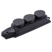 Колодка 3-мест 16А черный каучук заземление IP44 IEK