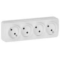 Глори белый розетка открытая 4-мест IP20 