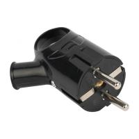 Вилка 16А угловая с ушком заземление черный пластик IP20 EKF 