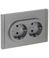 Фортепиано сталь розетка скрытая 2-мест заземление шторки быстрозажим. клем. IP20 