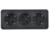 Глори черный розетка открытая 3-мест заземление IP20 