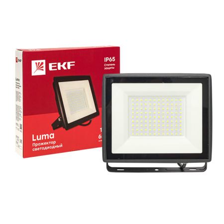 Прожектор свд 100Вт 6500К 8000лм черный IP65 110° Luma EKF
