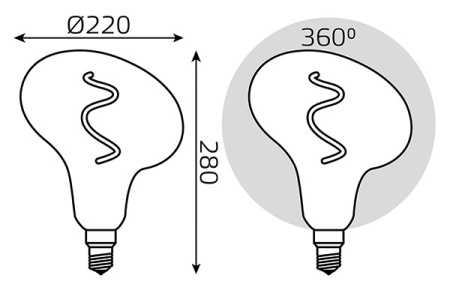 Лампа свд 220В Е27 6Вт 2400К 240лм FD180 серая филамент Gauss 