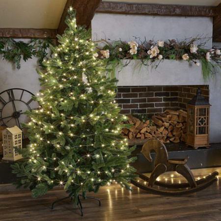 Гирлянда нить 50м теплый белый 500свд IP44 прозрачный провод "Роса" с д/у