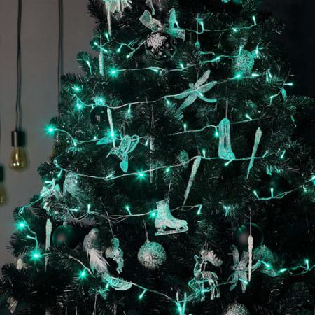 Гирлянда нить 10м зеленый 100свд с контроллером IP20 прозрачный провод 8режимов