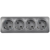 Глори сталь розетка открытая 4-мест заземление IP20 