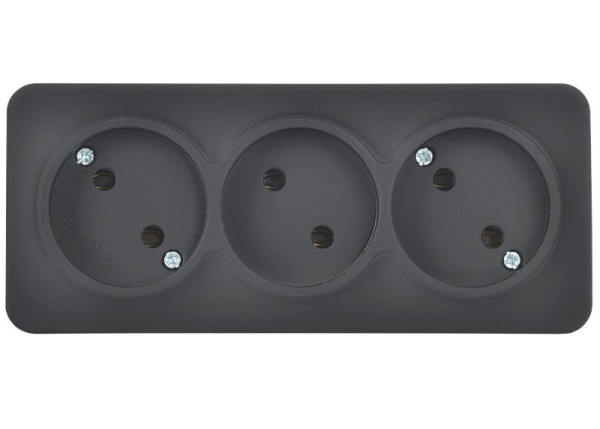 Глори черный розетка открытая 3-мест IP20 